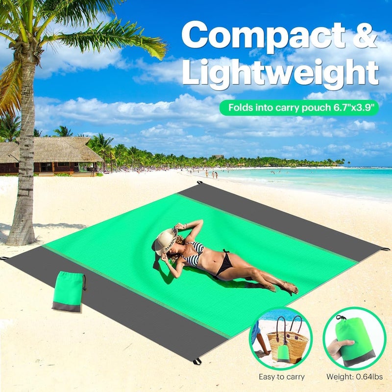 Easyfun Beach Blanket Sandproof Oversized, 79''×83'' Extra Large Beach Mat, Portable Picnic Mat for Travel Camping Hiking, Lightweight Beach Essentials Family Water Resistant Mat Nylon 210T - Image 3